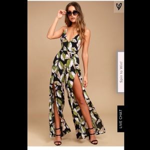 Lulus San Tropez Black and Green Romper